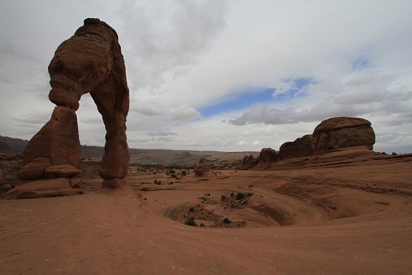 Delicate Arch on a cloudy day