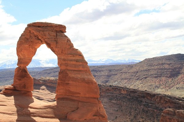 Delicate arch with La Sal mountains