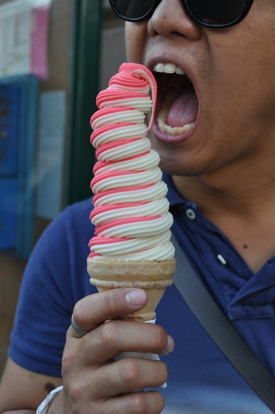Chi chi with his HUGE icecream!