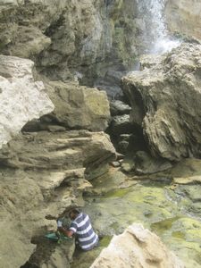 Guide at waterfall