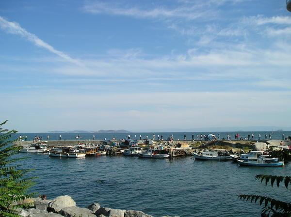 Fishermen and Boats on Marmara Sea
