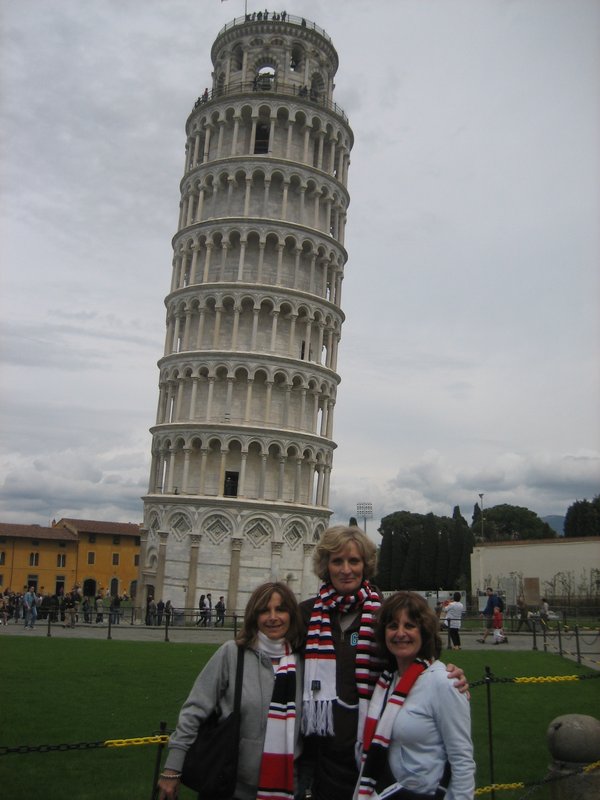 Pisa - all the girls had their Saints scarves on