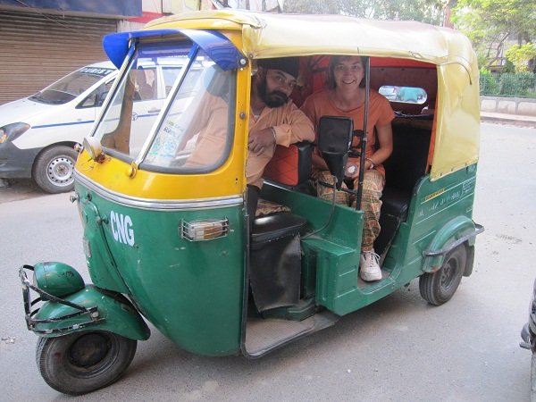 Anne with jolly auto rickshaw wallah