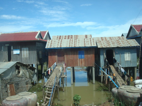 Traditional Cambodian home by the river