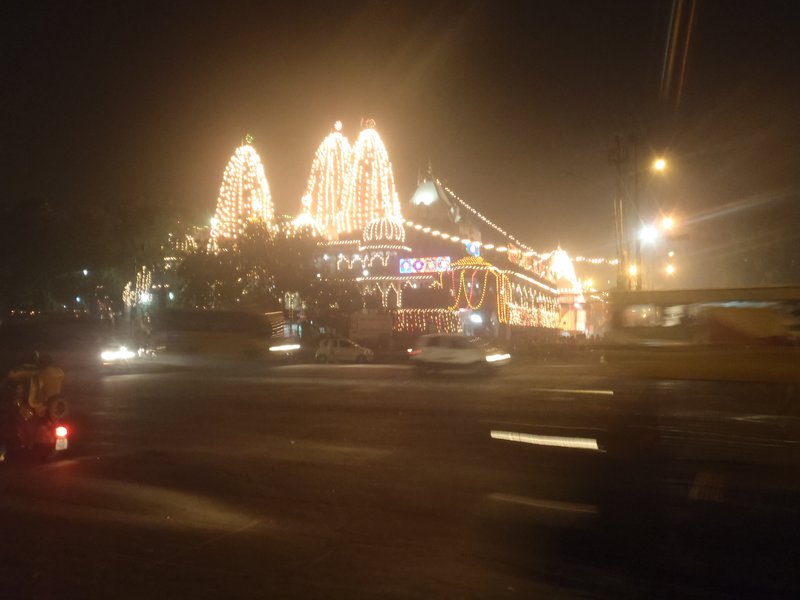 Jain Temple lit up at night