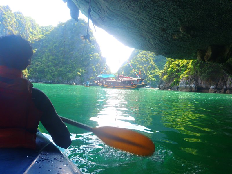 Kayaking through the caves 
