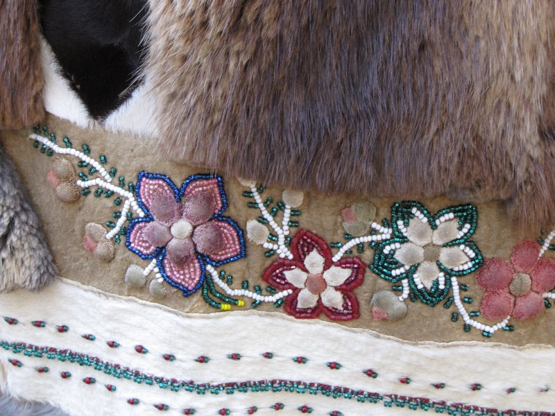 AK6 July6 Detail with trade beads and dyed caribou hide