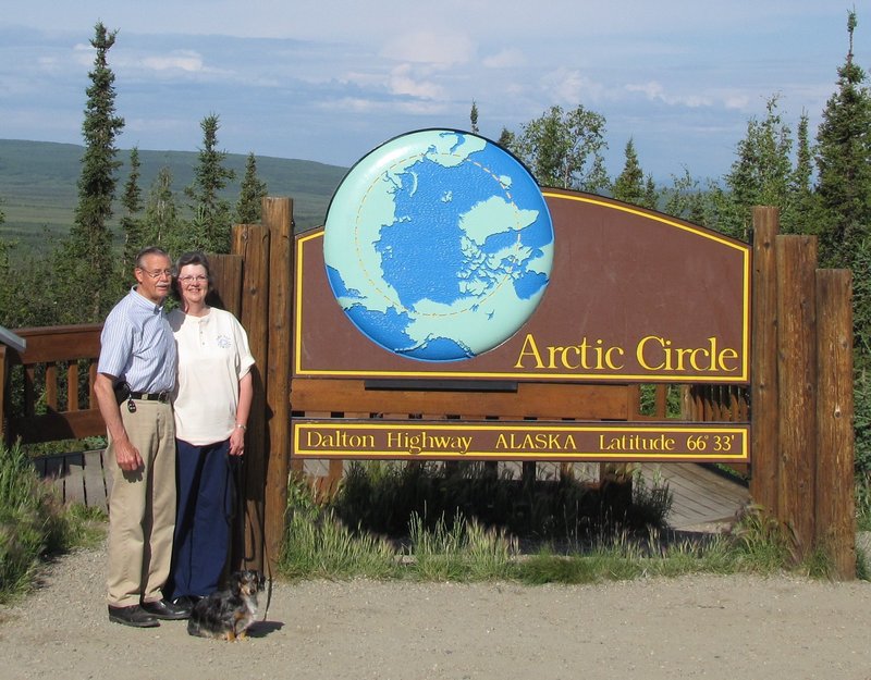 AK2 July8 Jim, Diane, and Rocky at Arctic Circle