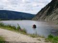 AK4 July17 raft or houseboat drifting down the Yukon River