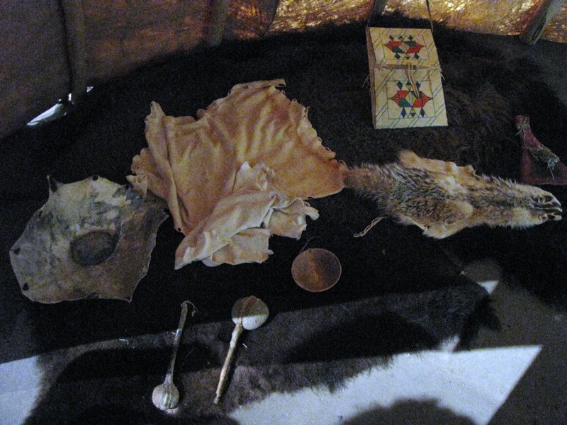 AK16 Aug14 Plains indian artifacts inside tepee