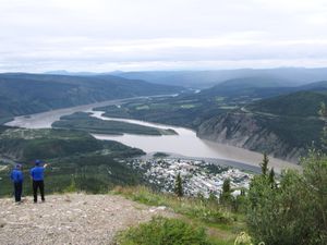 119 July 15 looking down on Dawson City, Yukon from the top of Midnight Dome Mountain