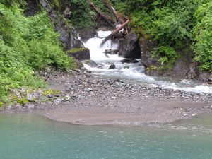 133 July27 Glacier runoff waterfall, near Hyder, Alaska
