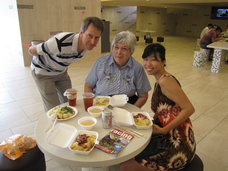 1303-15 Lunch from the food court--Chris, Sharon, and LeeLi