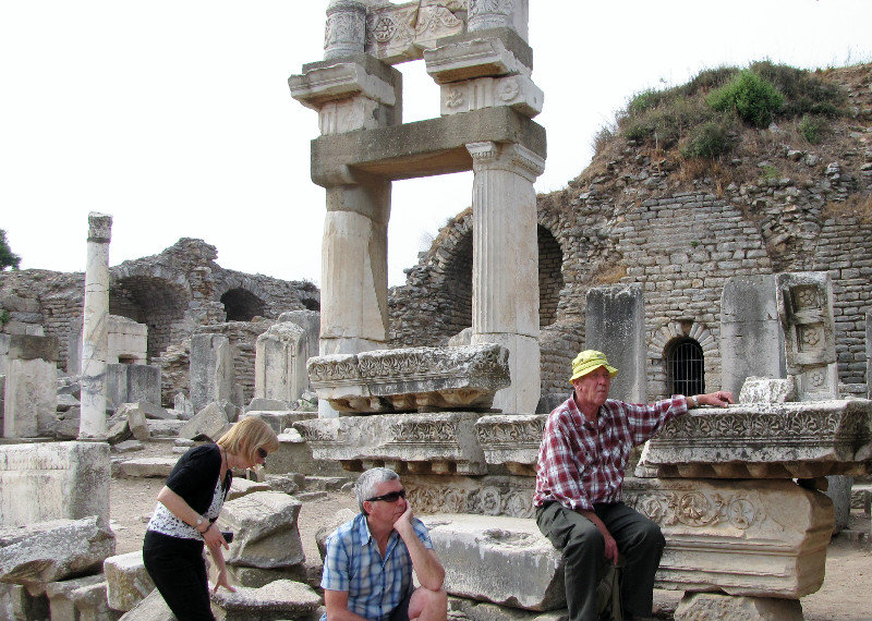 1305-87 Ephesus--Part of the Temple of Domitian--listening to the guide