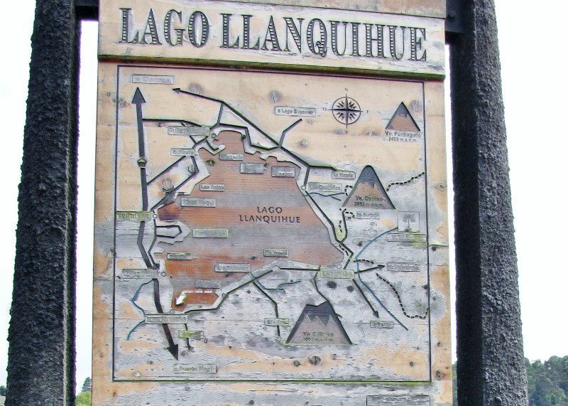 1312-45 Map of Lago LLanquihue with Puerto Varas on lower left