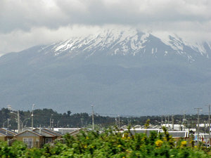 1312-63 Calbuco Volcano over suburban Puerto Montt