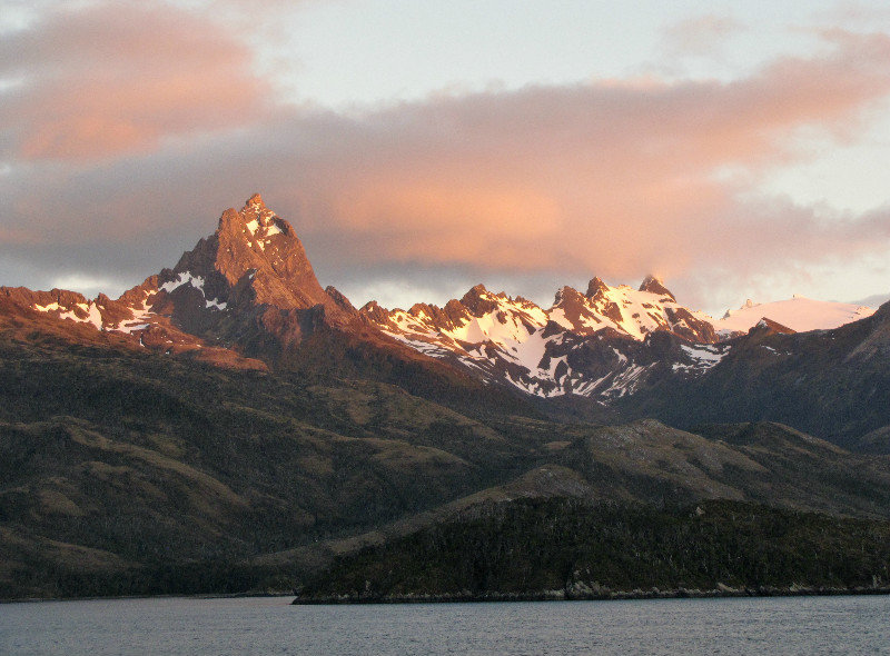 1312-181 Sunset over the Andes near Punta Arenas in the Beagle Channel