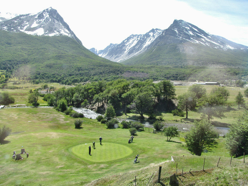 1312-200 Nice day for golf near park entrance of Tierra del Fuego NP