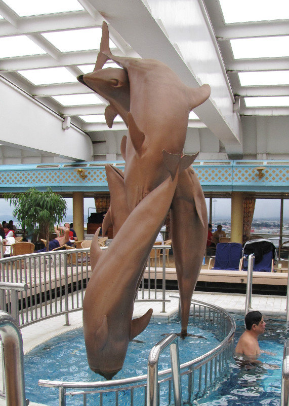 1312-234 Dolphin sculpture at main pool