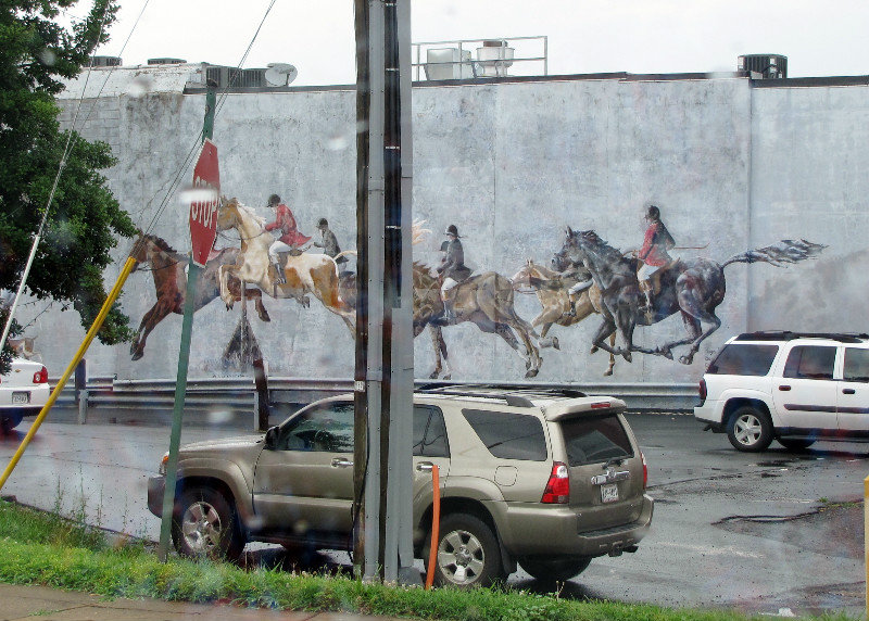 1307-18 Fox hunting mural in Orange, VA--Hunt Country