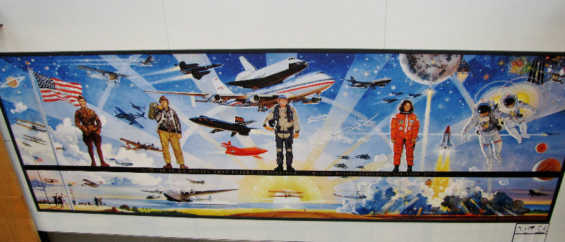 1307-22 Entryway mural illustrating the history of flight in the US