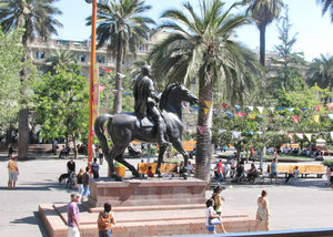 1312-564 Statue of Pedro de Valdivia, Spanish Conquistador and Chile’s first Royal Governor. Located in Santiago’s Plaza de Armas