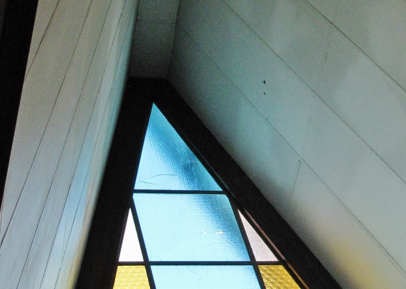 1403-583 Bullet holes in ceiling and window at Regina Mundi Catholic Church