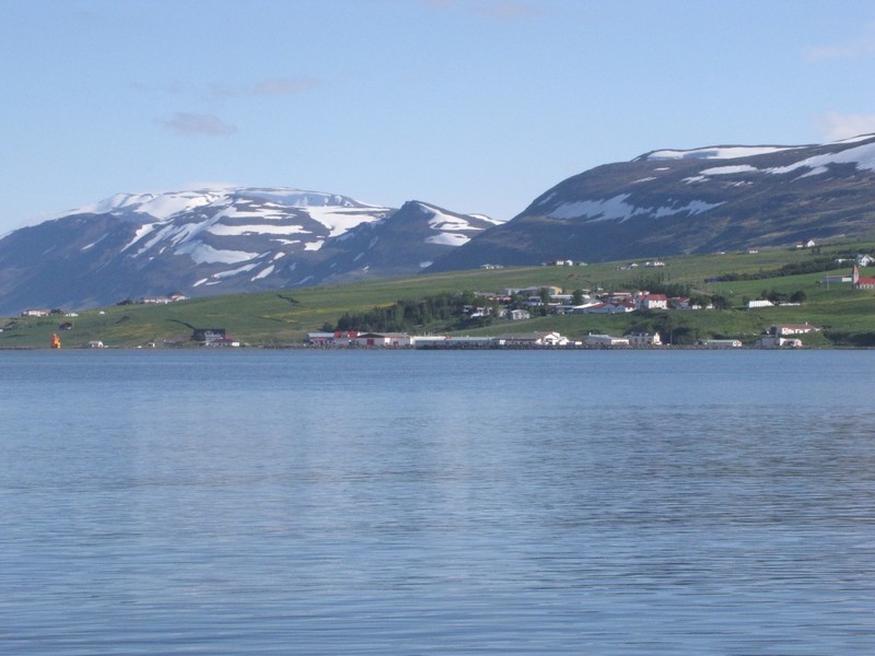 1406-123 View of houses on fjord headed toward whale area