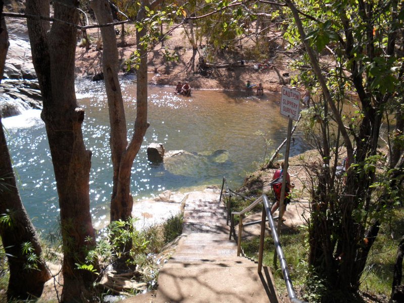 Steps to the swimming hole