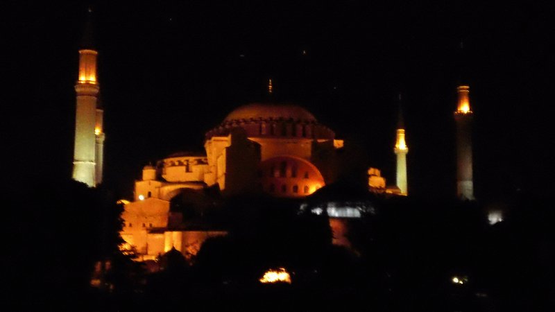 The Mosque lit up at night