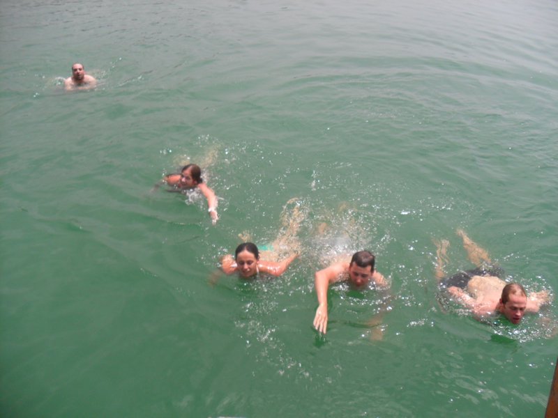 Swimming off the back of the boat