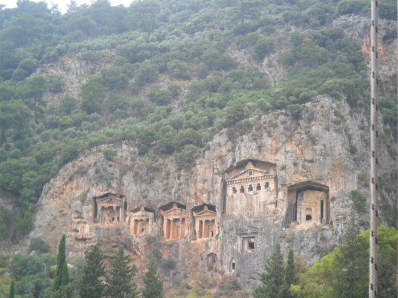 Tombs carved into the mountian side