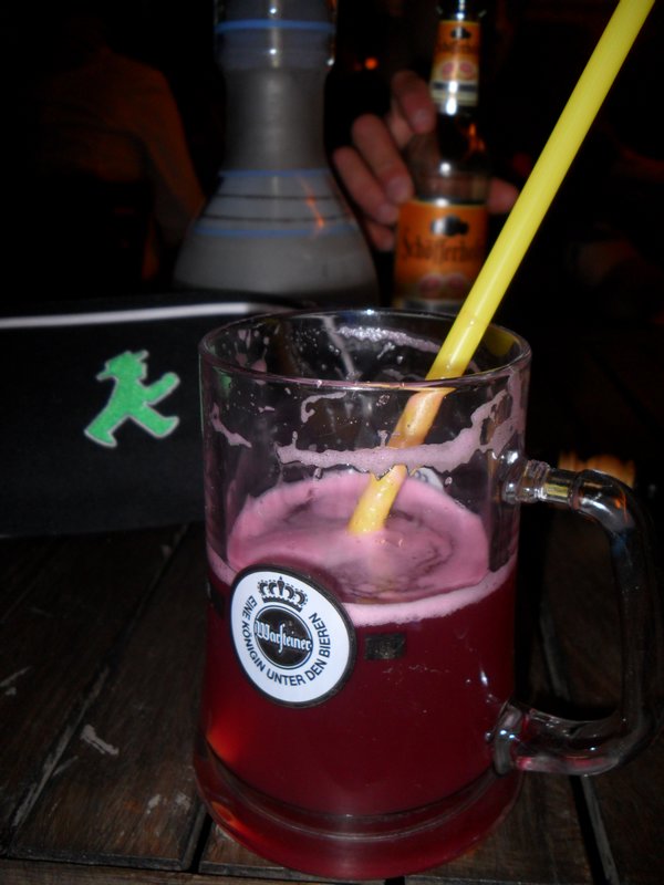 The Beer mixed with the raspberry syrup