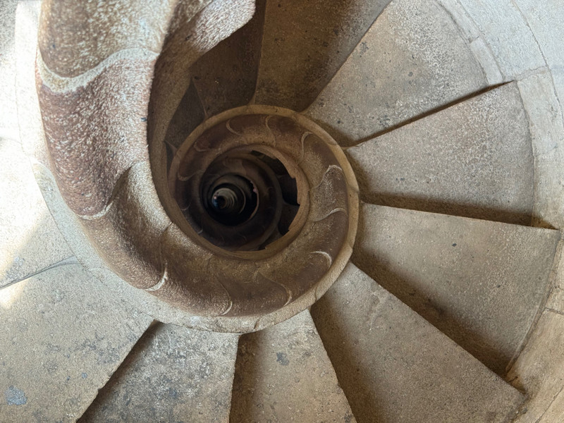 The infamous spiral staircase down the bottom part of the tower. 