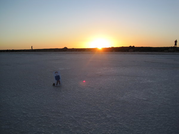 Sunset at the pink salt lakes