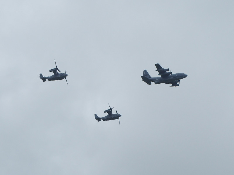 Ospreys and C130 overhead