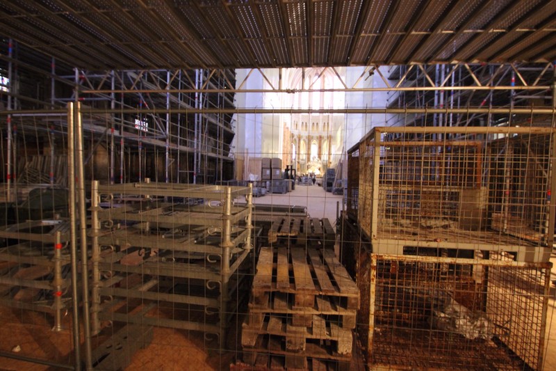 Inside scaffolding