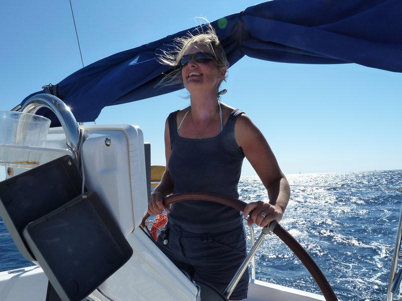 Alison at the helm