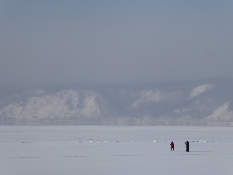 People on the frozen lake