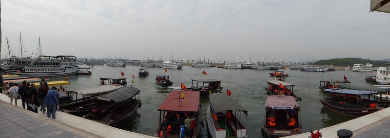 Busy harbour getting boats out to Halong Bay
