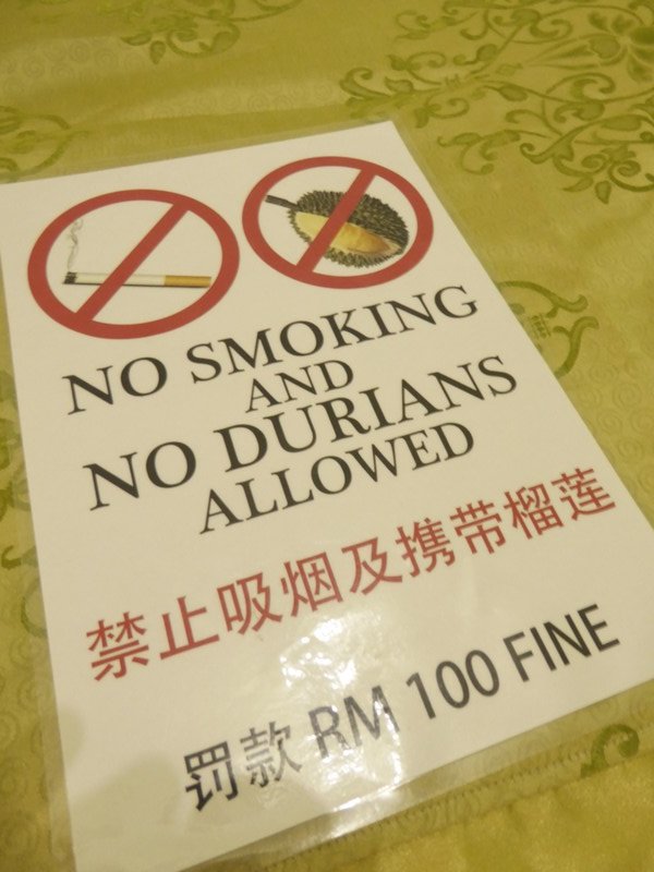 Sign in Hotel-no durians!
