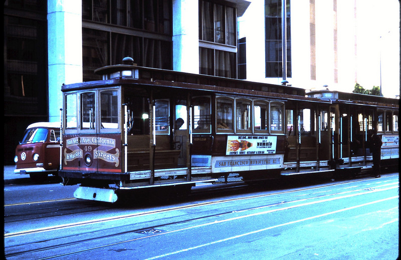 May 1980 Cable car at California and Market Street