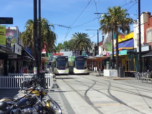Street scene at St Kilda...with trams