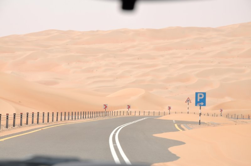 Desert road to oasis