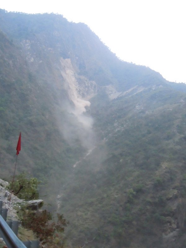 Landslide Next to Bus