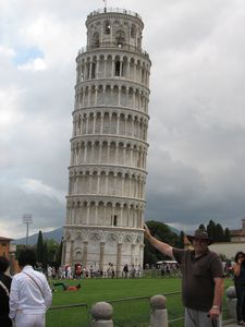 Mark holding up the tower