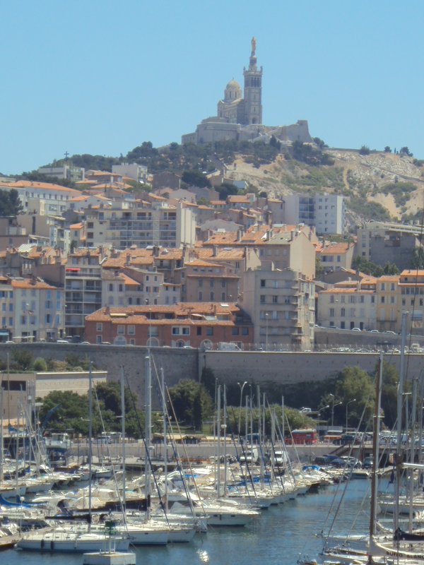 Harbour with church on hill