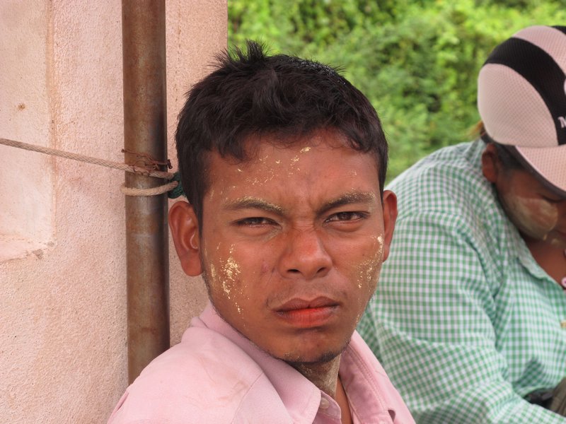 Powdered faces of Burmese people
