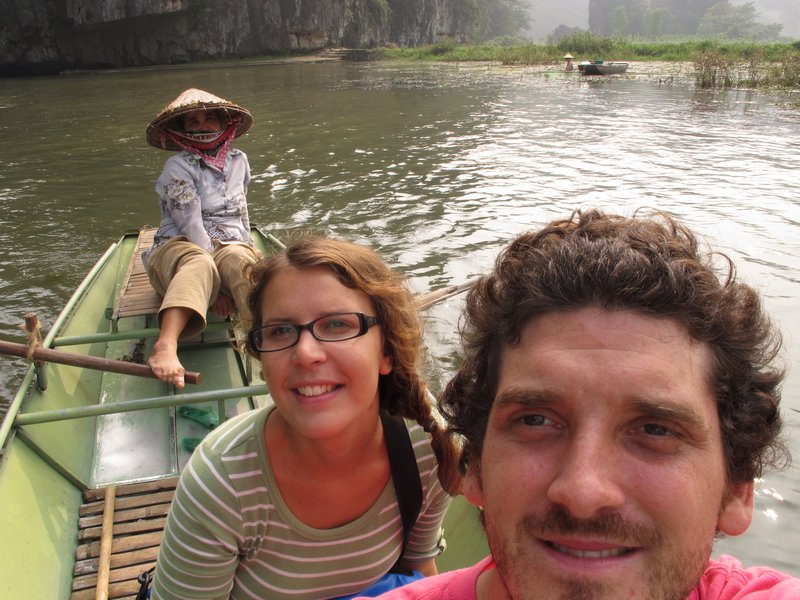 Ninh Binh, thw two of us on the river cruise