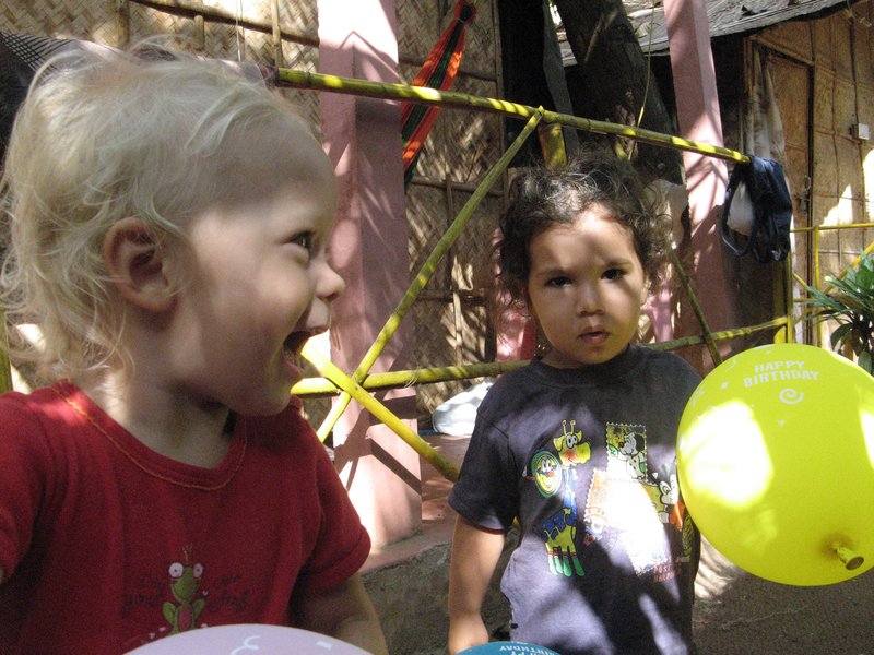 Kids enjoying MY bday balloons 